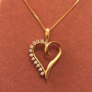 10k gold diamond heart necklace